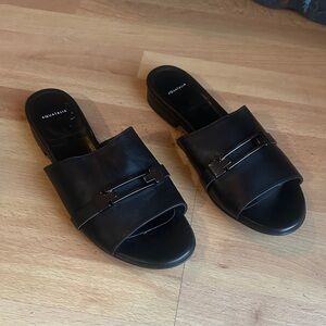 Aquatalia faux buckle leather slide size 8